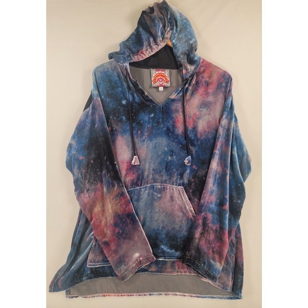 Johnny Was Los Angeles Silk Blend Velvet Galaxy Print Hoodie Pullover Size M